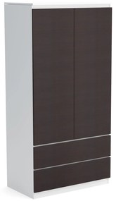 Šatní skriňa 90cm so 2 zásuvkami a vešiakom LUNE Biela/Wenge