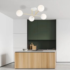 Luster na tyči MAGNUM 4xE14/10W/230V biela/zlatá