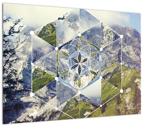 Sklenený obraz - Geometrický sklenený obrazec (70x50 cm)
