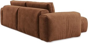 Ženilková rozkladacia rohová pohovka v terakotovej farbe (ľavý roh/s leňoškou) Kuki – Makamii