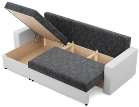 Rohová rozkladacia sedačka LUNA tmavosivá / biela