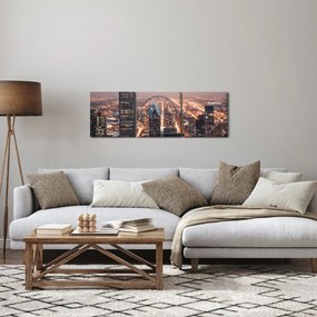 Obraz svietiacej metropoly (s hodinami) (90x30 cm)