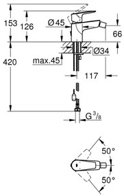 GROHE 23332001 - Bidetová batéria BAUEDGE veľkosť S lesklý chróm