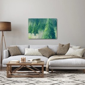 Obraz - Maľované ihličnany (70x50 cm)