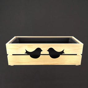 AMADEA Drevený obal na kvetináč s vtáčikmi, 52x21,5x17cm, český výrobok
