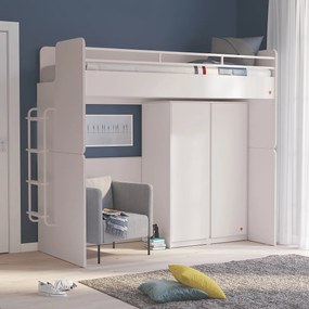 Vyvýšená posteľ s rebríkom Pure Modular - biela