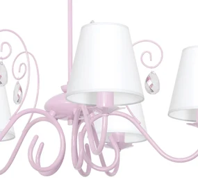 EUlight Detský luster Sara, 5x biele textilné tienidlo, p