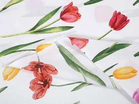 Biante Bavlnený záves Sandra SA-506 Tulipány na bielom 140x230 cm