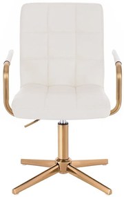 LuxuryForm DESIGN Stolička VERONA GOLD na zlatom kríži - biela