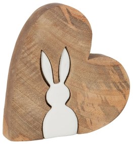 Drevená veľkonočná dekorácia Srdiečko so zajačikom - 13*2,5*12 cm