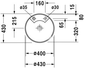 Duravit Architec - Vstavané umývadlo Ø 400 mm bez prepadu, biela 0462400000