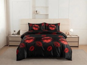 Obliečky z mikrovlákna RED KISS čierne Rozmer obliečky: 70 x 80 cm | 140 x 200 cm