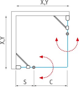 Roth Štvorcový alebo obdĺžnikový sprchovací kút CI EPF+CI EPF, čierny elox - bez vaničky ROTH-Variant: rozmery: 80x100 cm, orientácia: Uni - (CI EPF/…