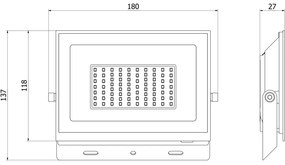 Mexen Luxpro+ LED reflektor, 50W, studená - 6500K, 5500 lm, čierna, L231-050-65-70
