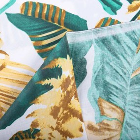 Biante Bavlnený záves Sandra SA-245 Zelené a zlaté tropické listy 150x210 cm