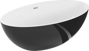 Mexen Nike, voľne stojaca vaňa 175 x 100 cm, biela-čierna, chrómový prepad, 54071751075-01