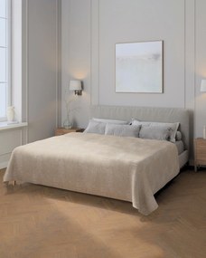 Prehoz na posteľ 220x260 cm farba produktu béžová látka zapletaná, vzorované