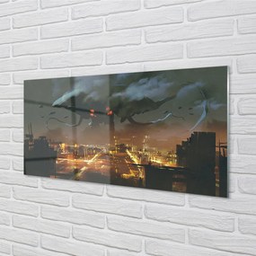 Obraz plexi Mesto v noci dym monštier 125x50 cm