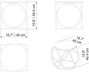 Odkladací stolík MIMO 40x40 cm zlatá/čierna