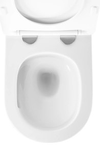Rea Carlo Mini Tornado, závesná WC misa bez splachovacieho okruhu + toaletné sedadlo, biela lesklá, REA-C1261