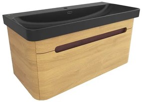 Kúpeľňová skrinka s umývadlom SAT Fusion 97,5x43x45 cm dub medový mat SATFUSION100DMBKM, 1 ks