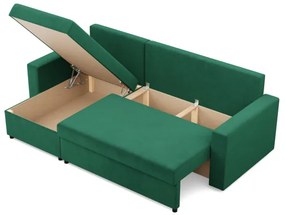Rohová rozkladacia sedačka NEO Kronos fľaškovo zelená