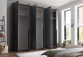 Šatníková skriňa so zrkadlami Kevo, 270 cm, grafitová