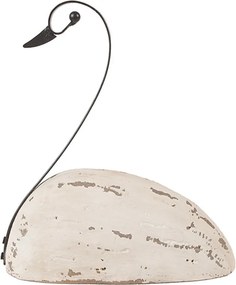 Christmas Decoration Figurine Swan 17x8x19 Cm White Wood No Shape - 17.0 cm