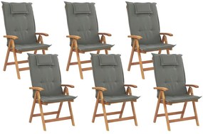 Sada 6 záhradných stoličiek s vankúšmi farba grafit šedá JAVA Beliani