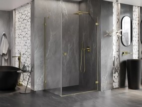 Mexen Lunar-B, pravostranný výklopný sprchový kút 80 x 70 cm, 8mm číre sklo, zlatý kartáčovaný - 832-080-070-55-00-P