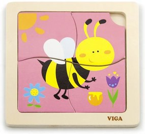 Viga drevené puzzle 4 dieliky - včela