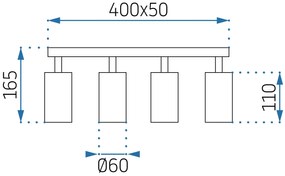 Toolight - Stropné reflektorové svietidlo 4xGU10 60W 392197, čierna, OSW-03858