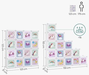 Detská modulárna skrinka s farebnými úložnými boxmi ANET