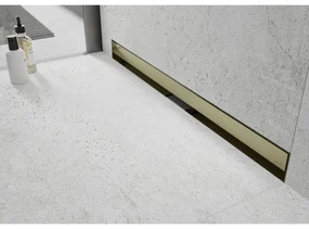 Mexen Flat nerezový sprchový žľab na stenu 110 cm vzor 2v1, zlatá, 1530110