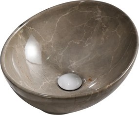 BPS-koupelny Keramické umývadlo na dosku HYD-LU-MAR8-405 40,5x30 cm, hnedý mramor