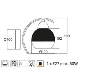 ACA DECOR Nástenné svietidlo ALIEN max. 60W/E27/230V/IP20, farba medi