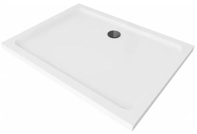 Obdĺžniková sprchová vanička MEXEN FLAT SLIM 130x100 cm biela + čierny sifón