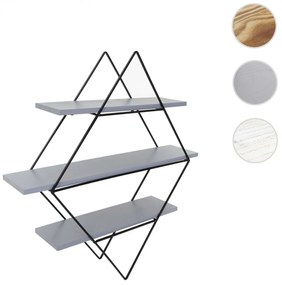 Nástenná polica A80 v industriálnom štýle - drevo / kov, 60x55x12 cm - Sivomodrá