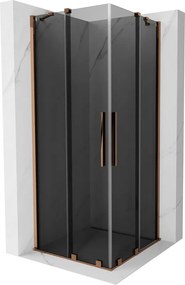 Mexen Velar Duo, sprchový kút s posuvnými dverami 80 x 80 cm, 8mm šedé sklo, ružové zlato, 871-080-080-42-60