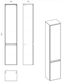 Kúpeľňová závesná skrinka SWIFT - vysoká
