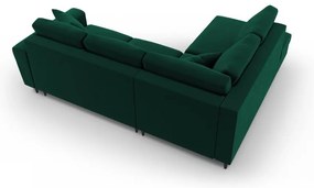 Zelená zamatová rozkladacia/s úložným priestorom rohová pohovka (ľavý roh/do L) Kyoto – Cosmopolitan Design