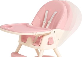 Stolička na kŕmenie KDK03 4v1 ružová + košík a kolieska ZDARMA