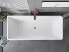Mexen Tava, voľne stojaca ryhovaná vaňa 170 x 75 cm, biela lesklá, medený matný prepad, 52851707500-65