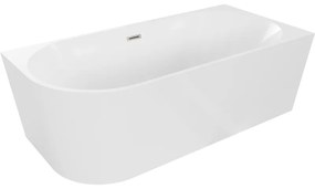 Mexen Mia, voľne stojaca rohová vaňa, pravá, 150 x 75 cm, biela, brúsená oceľ prepad, 52691507500P-97