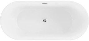 Mexen Flavia, voľne stojaca vaňa 170 x 75 cm, biela, chrómový prepad, 54031708000-01