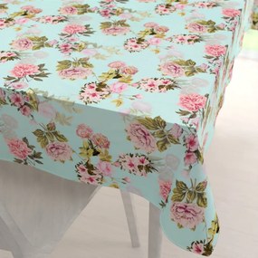 Biante Zamatový obdĺžnikový obrus Tamara TMR-038 Ružová záhrada na svetlo modrom 80x120 cm