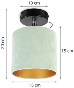 Stropné svietidlo MEDIOLAN, 1x pistáciové/zlaté textilné tienidlo, (výber z 2 farieb konštrukcie - možnosť polohovania)