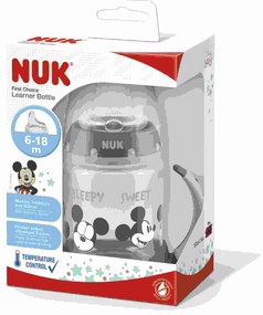 Dojčenská fľaša na učenie NUK Disney Mickey s kontrolou teploty 150 ml červená