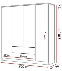 ŠATNÍKOVÁ SKRIŇA NESSIE BIELY LESK 4D2 PUSH