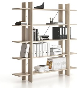 Kancelársky regál vysoký dlhý SOLID, 1800 x 400 x 1825 mm, dub prírodný